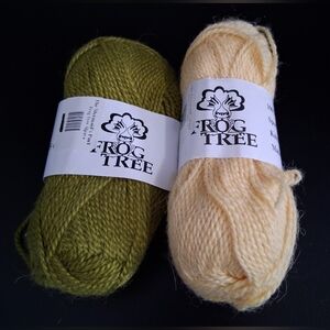 NWT Lot Of 2 Frog Tree Green & Yellow Alpaca Wool Craft Crochet Knit Yarn
